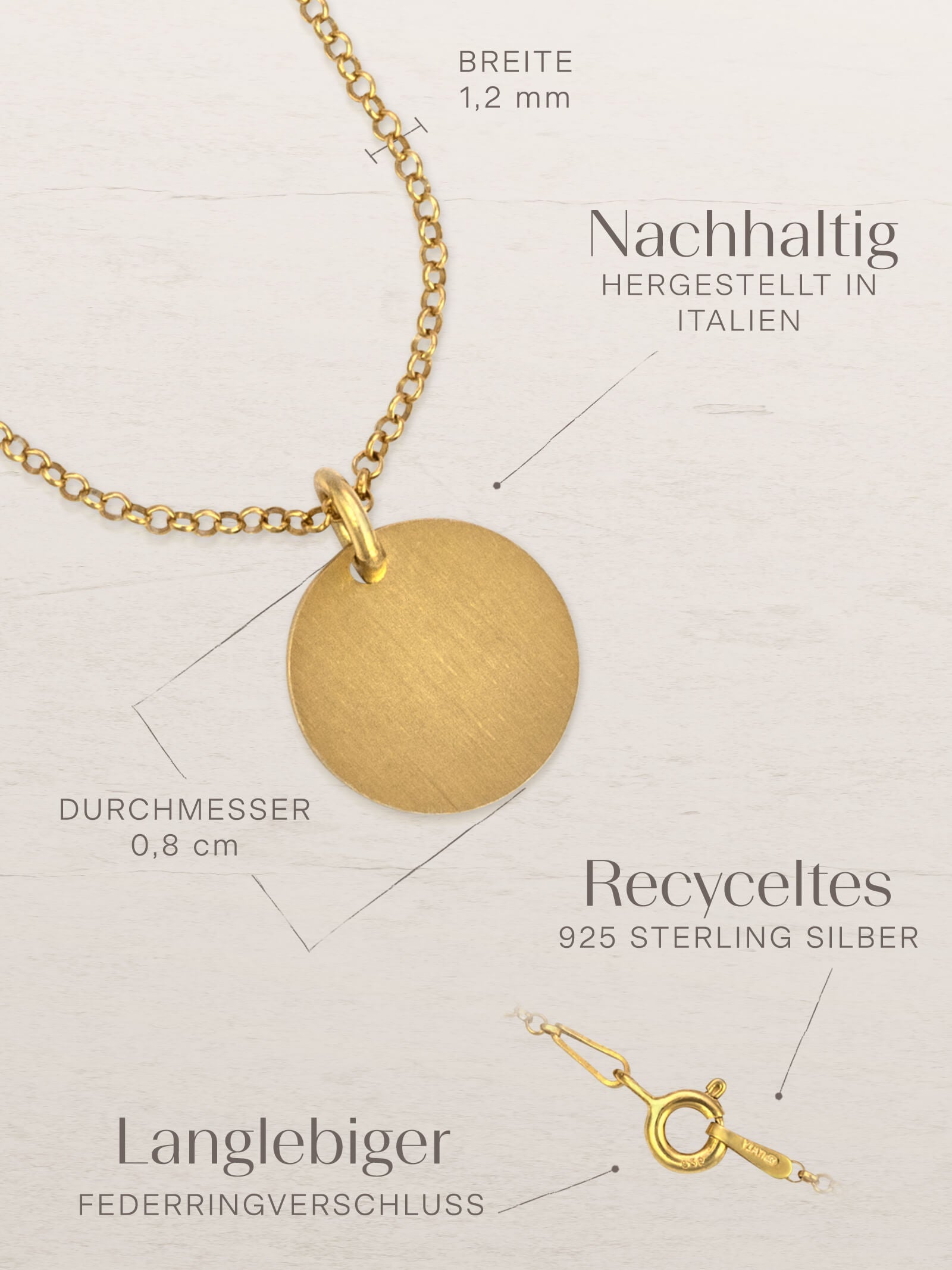 Kettenanhänger CIRCLE 1,2 cm Vergoldet