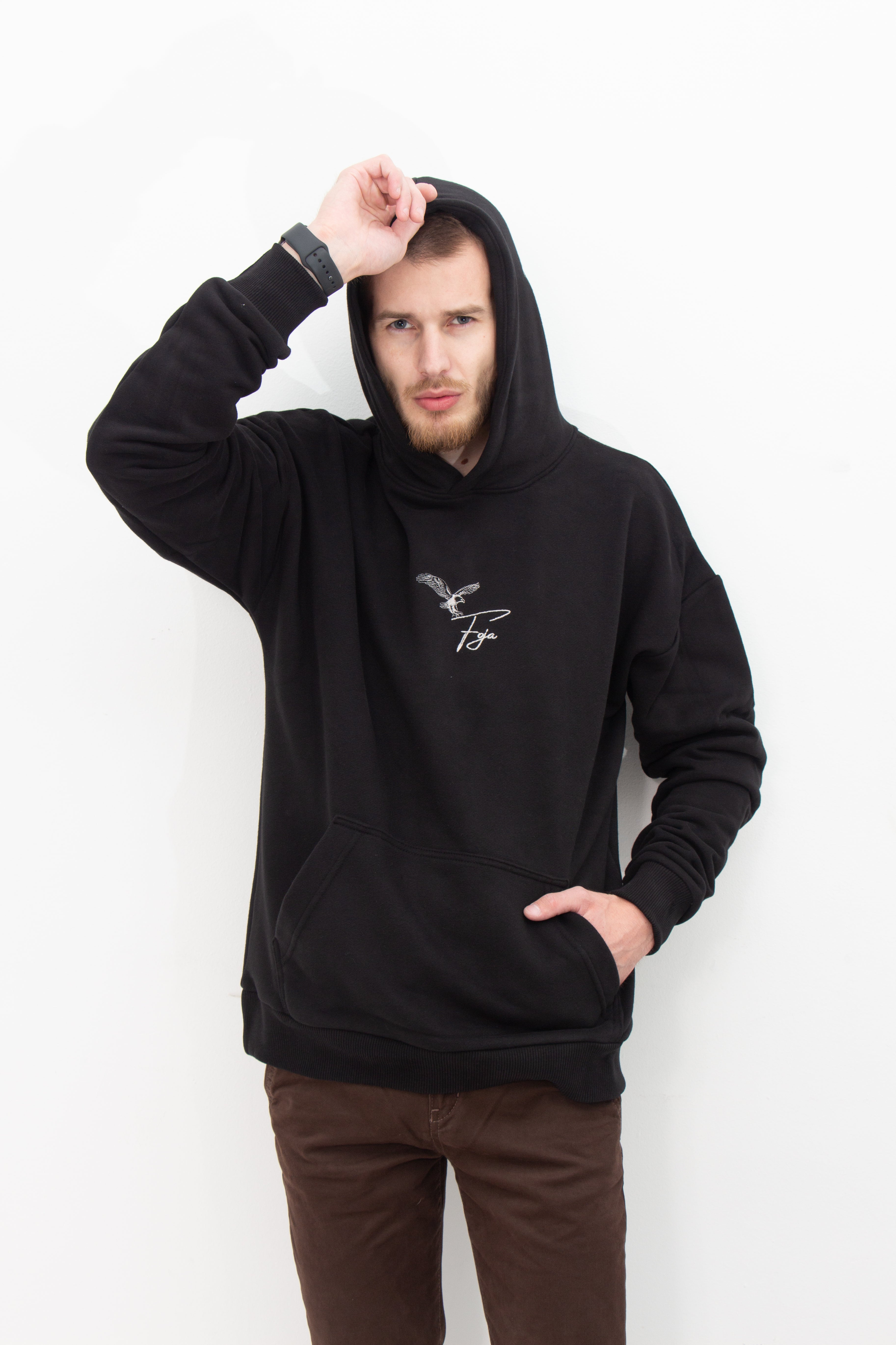 Oversized Hoodie „EAGLE“ – Schwarz (Unisex)