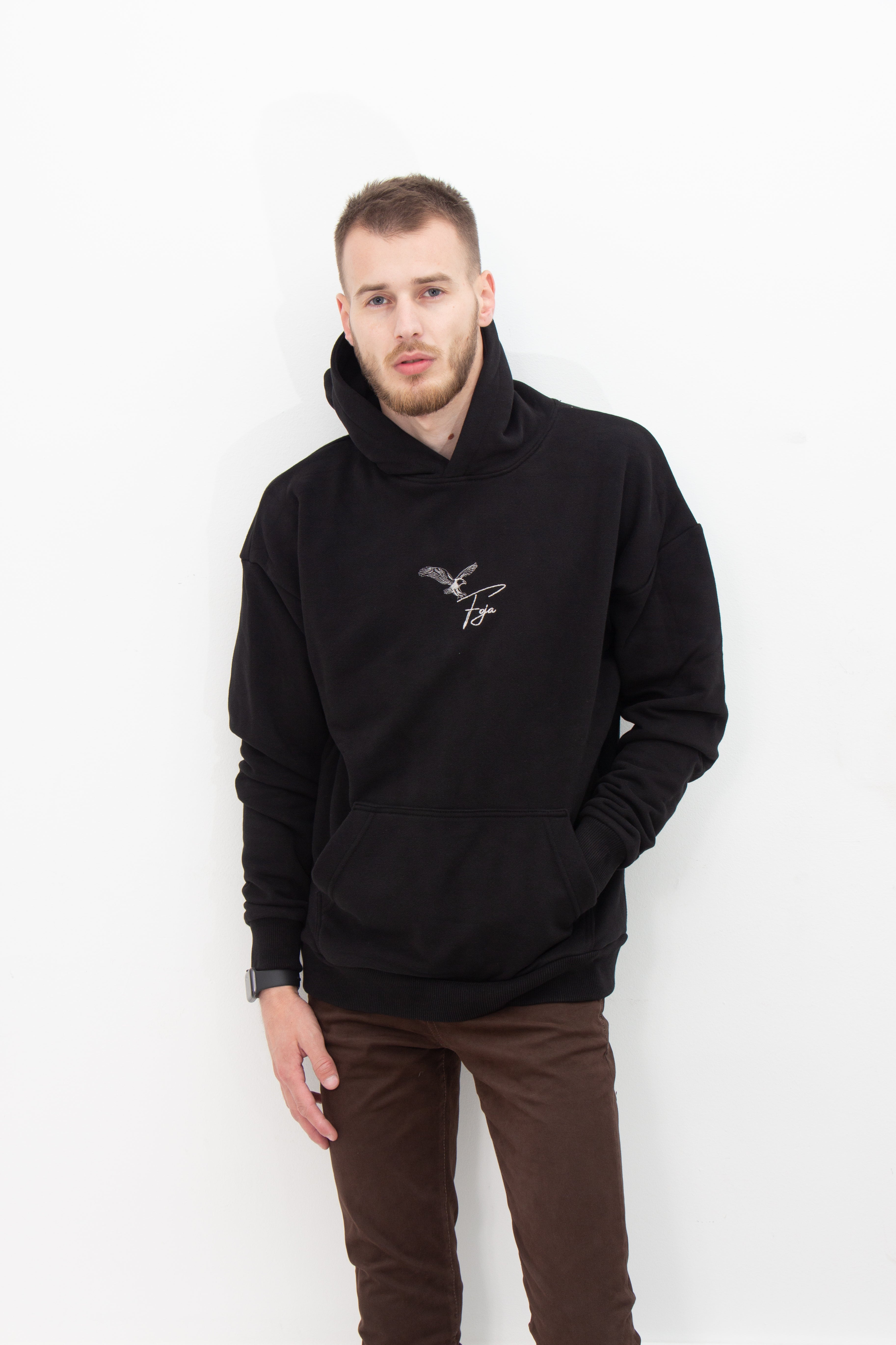 Oversized Hoodie „EAGLE“ – Schwarz (Unisex)