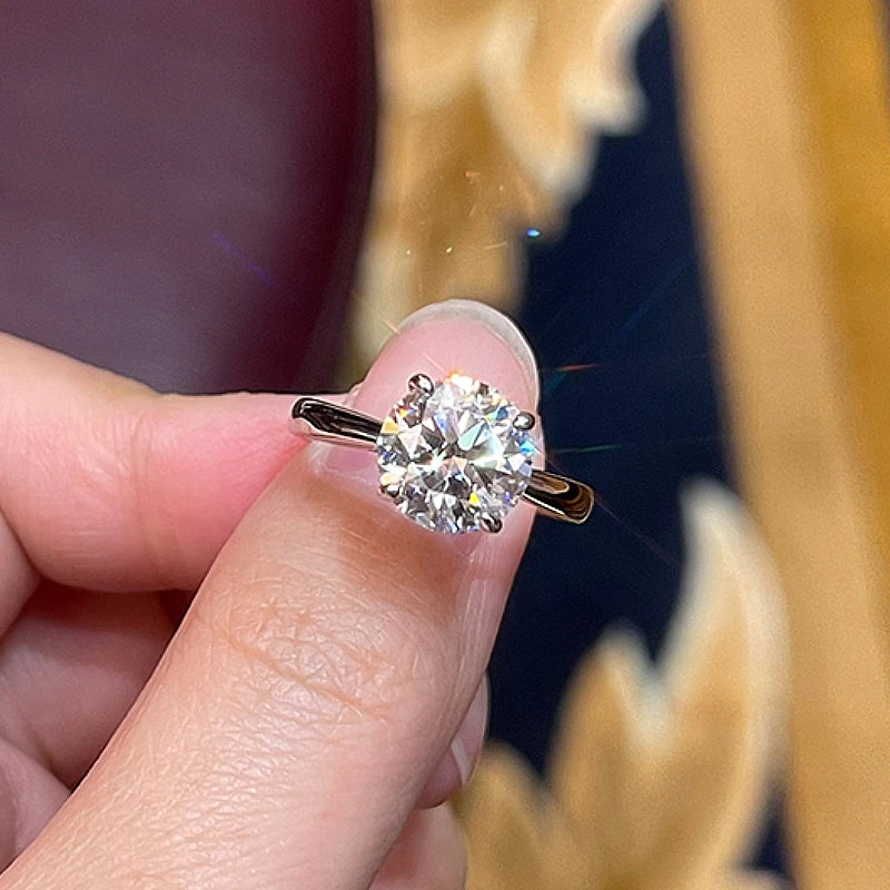 Moissanite Verlobungsring 2ct – 925 Silber Luxus Set