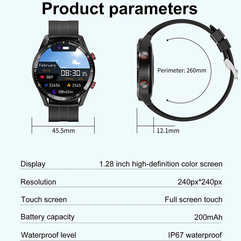 Herren Smartwatch – ECG, Bluetooth Call & Fitness Tracking