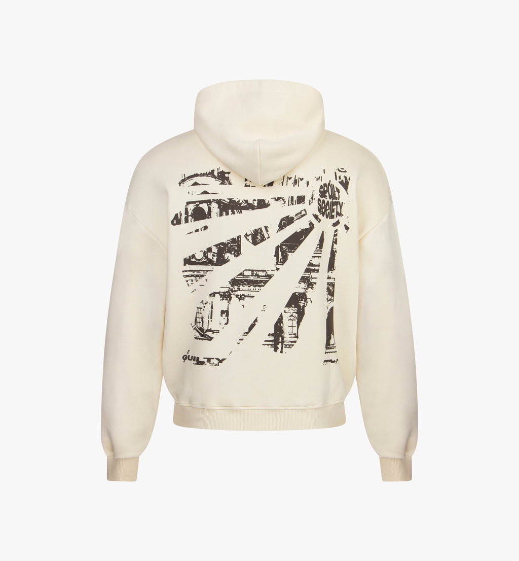 Oversized Hoodie „Guilty“ – Schwarz, Puffprint-Design